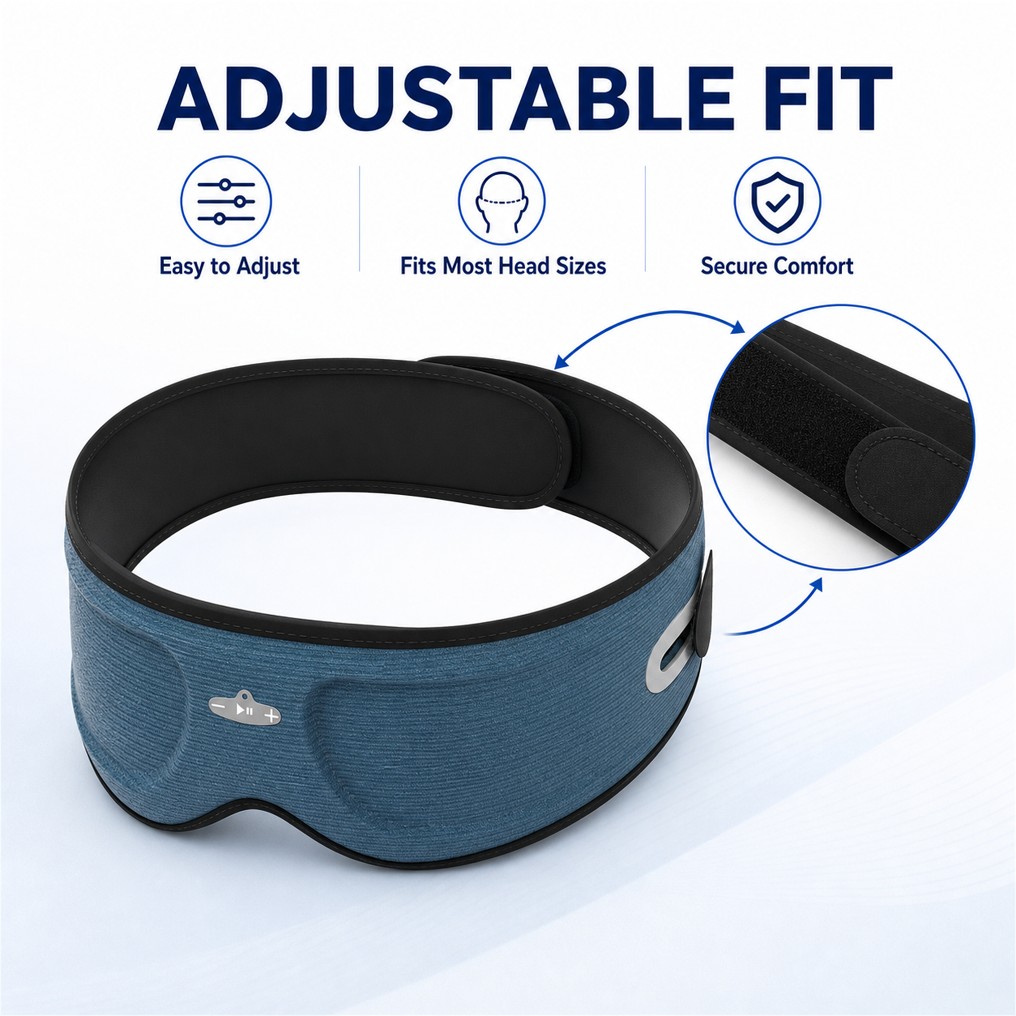 VERVOS Bluetooth Sleep Headphones, 3D Sleep Mask with Wireless Music, Soft Contoured Eye Mask for Sleeping, Travel, Meditation, Nap, Washable Adjustable Sleep Eye Mask for Men Women, Blue