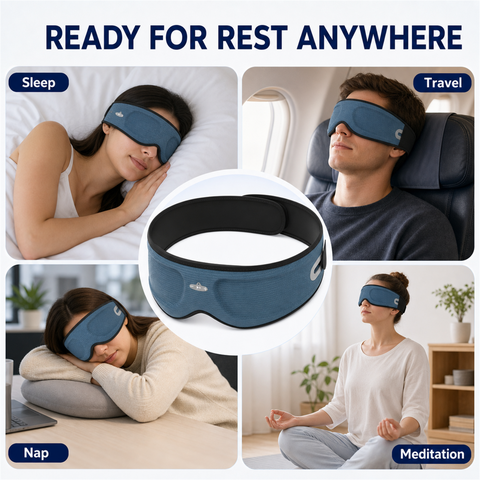 VERVOS Bluetooth Sleep Headphones, 3D Sleep Mask with Wireless Music, Soft Contoured Eye Mask for Sleeping, Travel, Meditation, Nap, Washable Adjustable Sleep Eye Mask for Men Women, Blue
