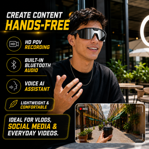 VERVOS Q01 AI Smart Glasses with Camera, Video Recording & 139-Language Translation – Gray
