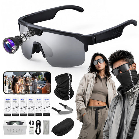 VERVOS Q01 AI Smart Glasses with Camera, Video Recording & 139-Language Translation – Gray