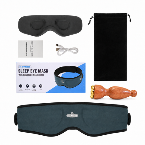 VERVOS Bluetooth Sleep Headphones, 3D Sleep Mask with Wireless Music, Soft Contoured Eye Mask for Sleeping, Travel, Meditation, Nap, Washable Adjustable Sleep Eye Mask for Men Women, Blue