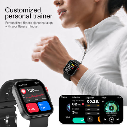 VERVOS LC80 Smart Watch, 1.83" HD Fitness Tracker for Men and Women with Bluetooth Calls, Heart Rate, Sleep and Blood Oxygen Monitoring