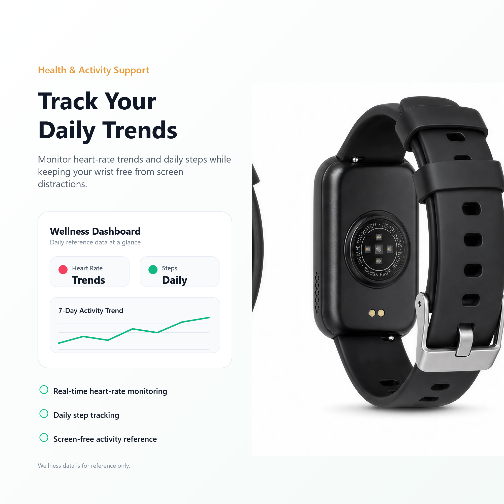 Smart AI Wristband Voice Recorder, No-Screen Bluetooth 5.3 AI Bracelet with ENC Noise Reduction, Meeting Notes, Heart Rate Monitor & Step Tracker