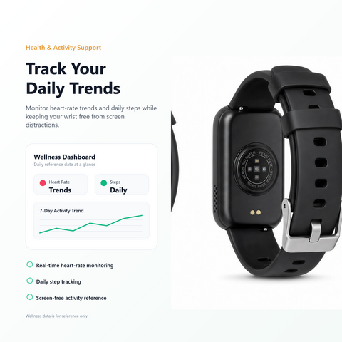 Smart AI Wristband Voice Recorder, No-Screen Bluetooth 5.3 AI Bracelet with ENC Noise Reduction, Meeting Notes, Heart Rate Monitor & Step Tracker