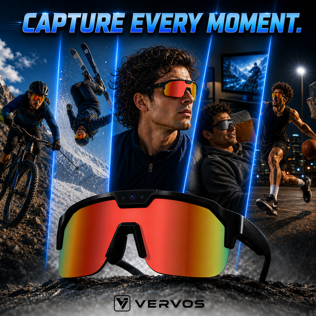 AI Smart Glasses with Camera 4K, Video Recording Glasses with EIS & OIS Stabilization,Polarized Sunglasses,ChatGPT Voice Assistant, 139-Lang Translation,Open Ear Earbuds for Cycling/Skiing/Baseball